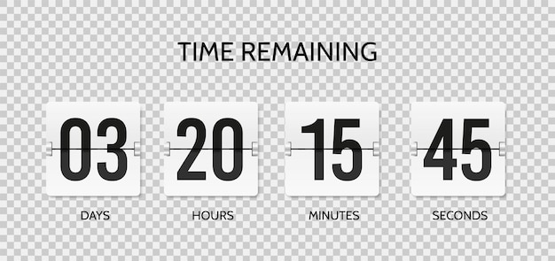 カウントダウンパタパタ時計。カウンターメカニカルバナー。リアルなスコアボードまたはフリップボード