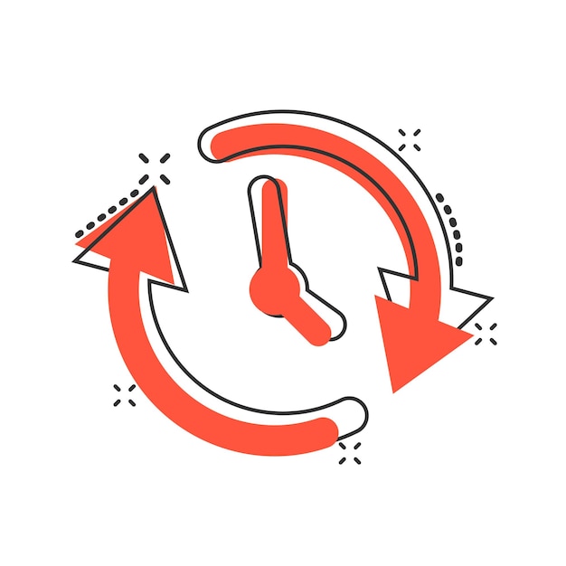Countdown klokpictogram in komische stijl Tijd chronometer vector cartoon afbeelding pictogram splash effect
