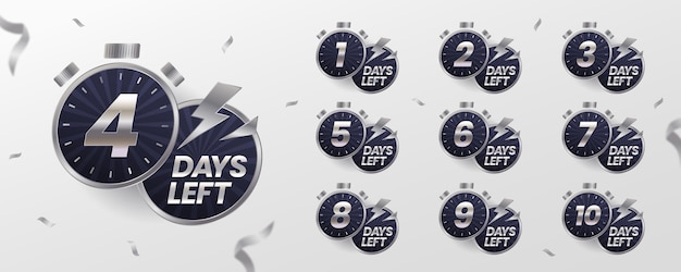 Vector countdown label set