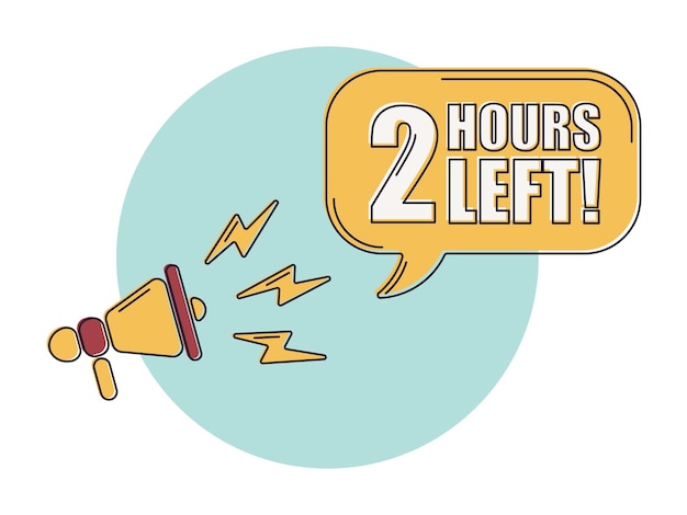 Countdown left 2 hours banner Count time sale Icons with color shapes Comic style