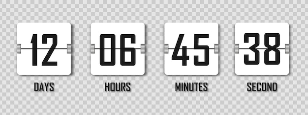 countdown mechanical flipboard realistic scoreboard time vector illustration