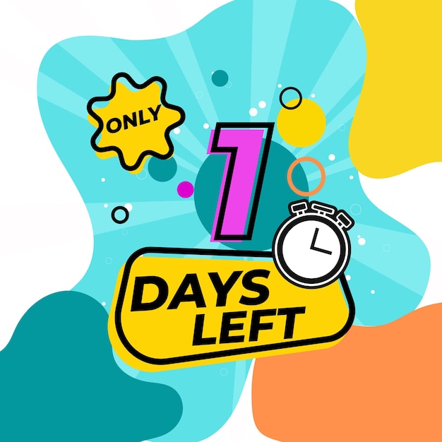 Vector countdown number 1 days left vector illustration design