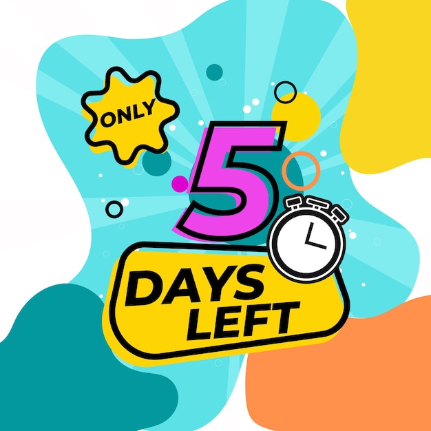 Countdown number 5 days left vector illustration design