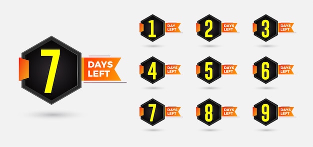 Vector countdown number of days left design black and orange