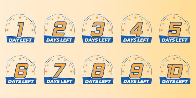 Countdown nummer dag set vector clipart