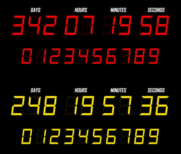 Countdown platte sjabloon digitale klok timer. countdown timer.