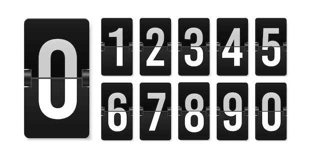 Vector countdown scoreboard numbers score vector realistic timetable mechanical retro airport flipboard