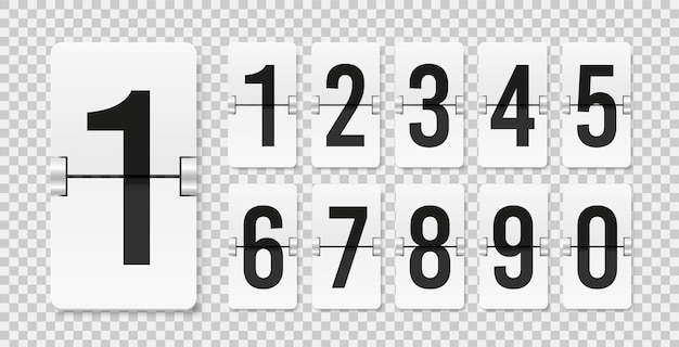 Countdown scoreboard numbers score vector realistic timetable mechanical retro airport flipboard