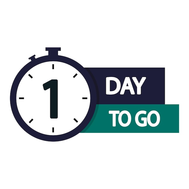 countdown timer icon bold number one one day to go green and black text