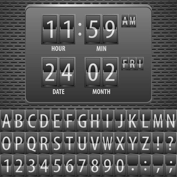 Vector countdown timer on the mechanical timetable