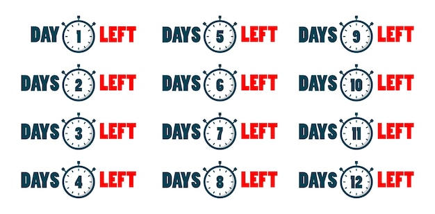 Vector countdown timer number of days left. vector illustration