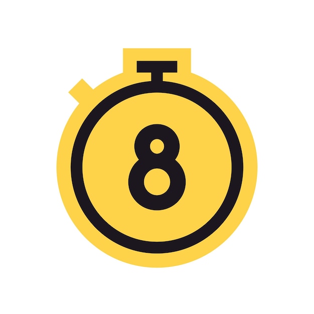 Countdown timer and stopwatch yellow symbol flat vector illustration