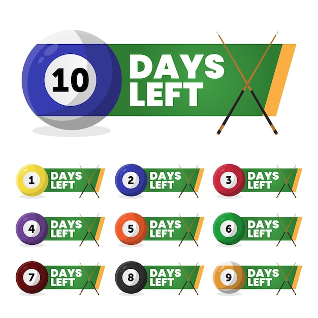 Countdown timer with number of days left billiard ball style eps 10 free vector