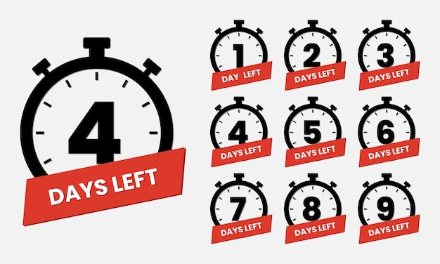 Countdown vector icon number 1 2 3 4 5 6 7 8 9 10 of days remaining promotional banners