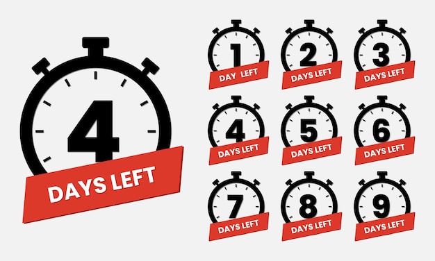 Countdown Vector Icon Number 1 2 3 4 5 6 7 8 9 10 of days remaining Promotional banners