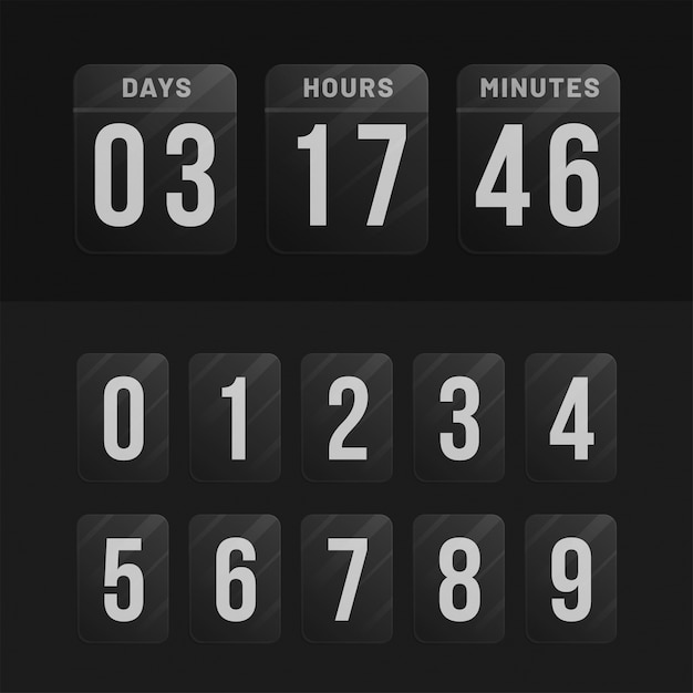 Countdown-website, digitale tijdklok met platte sjabloon