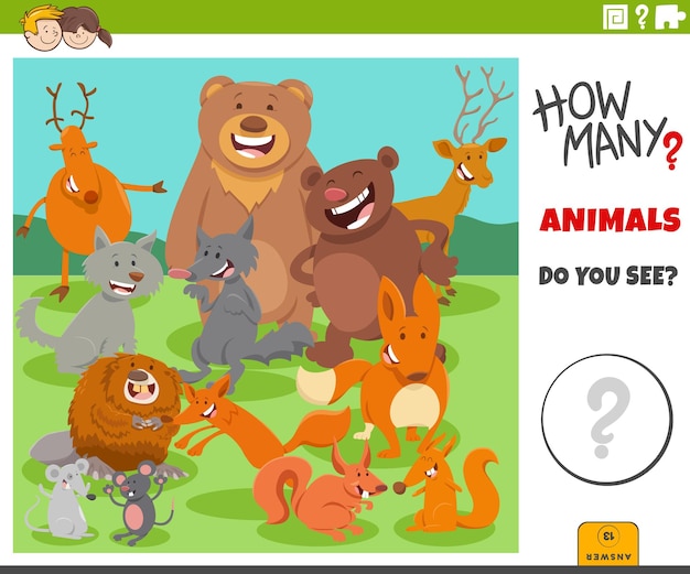 Counting cartoon wild animals educational game