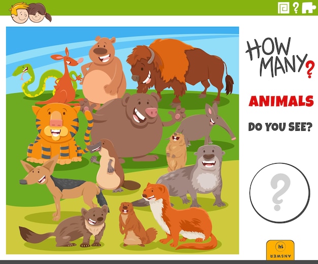 Counting cartoon wild animals educational game