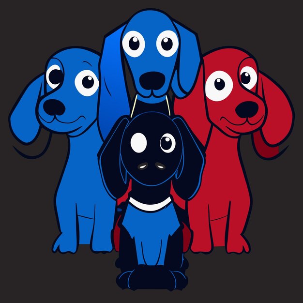 Vector counting critter crew dog characters in eps format