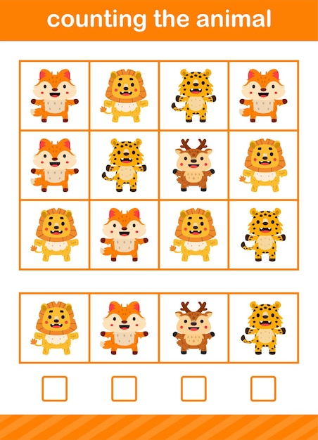 Counting game of animal suitable for preschool and kindergarten