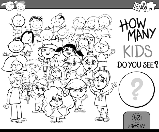 Counting game cartoon coloring page