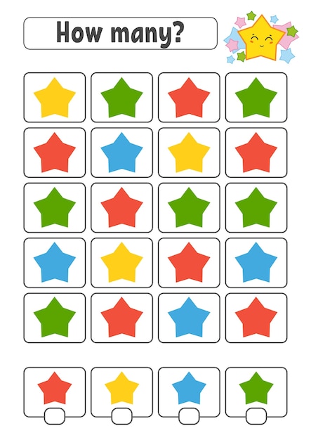 子供のためのカウントゲーム。幸せなキャラクター。数学漫画スタイルを学ぶ。
