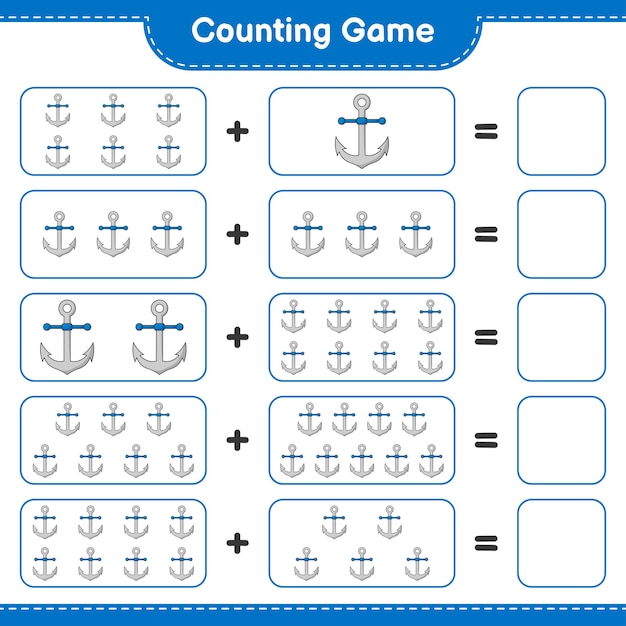 Counting game count the number of Anchor and write the result Educational children game