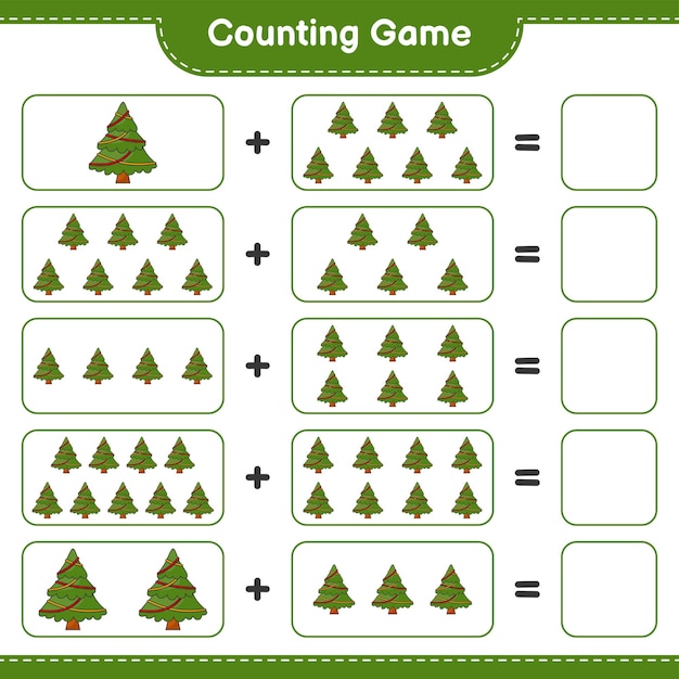 カウントゲームはクリスマスツリーの数をカウントし、結果を書きます教育子供ゲーム