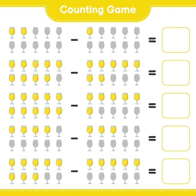 Contare il gioco conta il numero di cocktail e scrivi il risultato gioco educativo per bambini