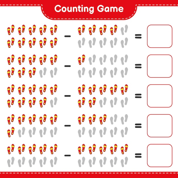 Подсчет игры подсчитайте количество флип-флоп и напишите результат Развивающая детская игра