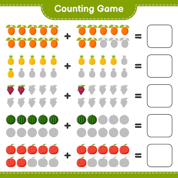 Counting game, count the number of Fruits and write the result. 