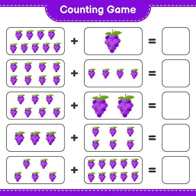 Conteggio del gioco, conta il numero di grape e scrivi il risultato.