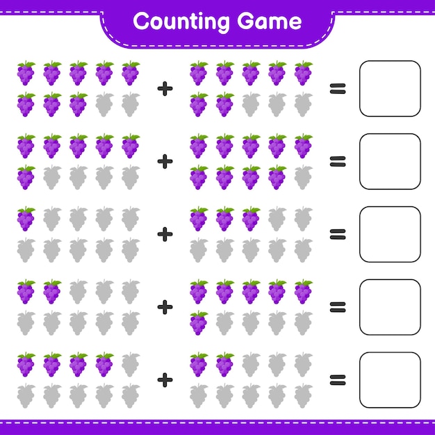 Conteggio del gioco, conta il numero di grape e scrivi il risultato.