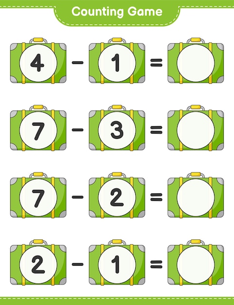 Counting game count the number of Luggage and write the result Educational children game