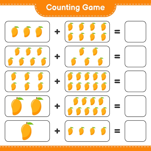 Counting game, count the number of Mango and write the result. 