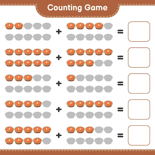 Counting game, count the number of Pie and write the result. Educational children game, printable worksheet 