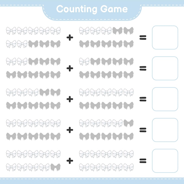Counting game, count the number of Ribbon and write the result. Educational children game, printable worksheet, vector illustration