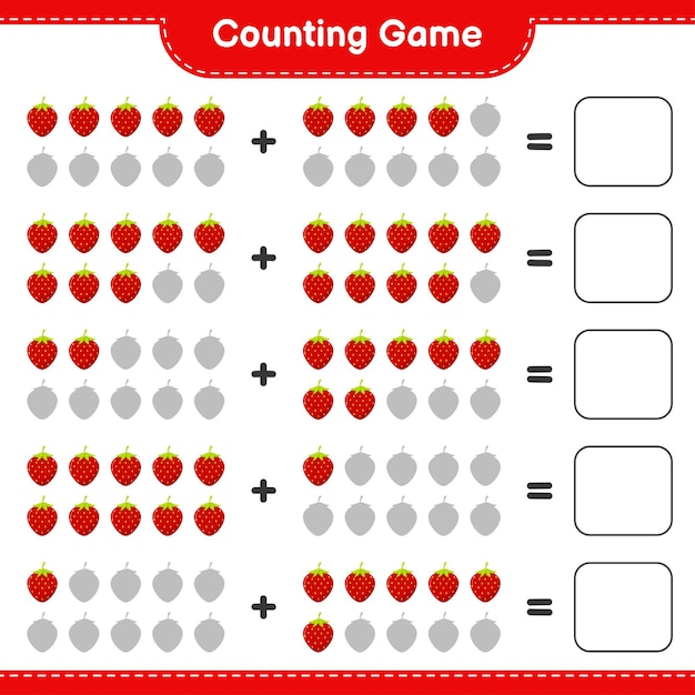 Counting game, count the number of strawberry and write the result.