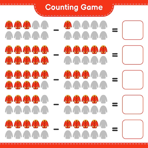 Подсчитайте игру, посчитайте количество теплой одежды и запишите результат. развивающая детская игра, лист для печати
