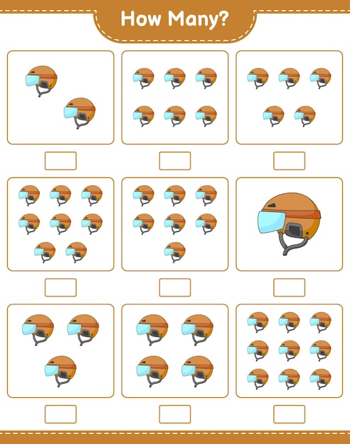 게임 하키 헬멧 교육용 어린이 게임 인쇄용 워크 시트 수 계산