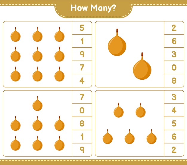 Counting game, how many Voavanga. Educational children game, printable worksheet