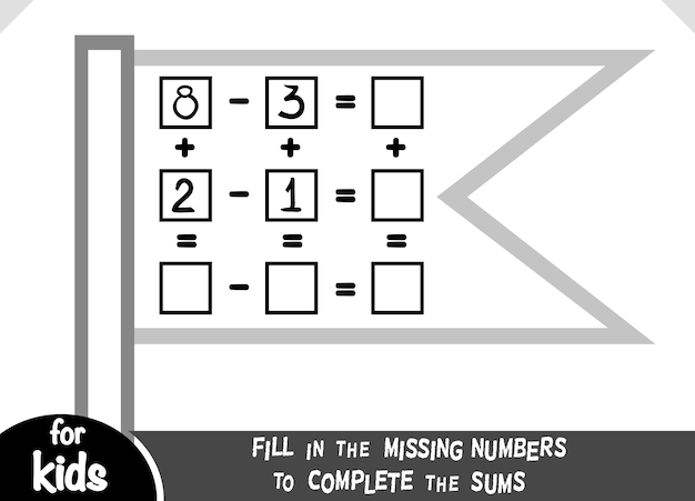 Gioco di conteggio per bambini in età prescolare gioco di matematica educativo foglio di lavoro di addizione e sottrazione con bandiera