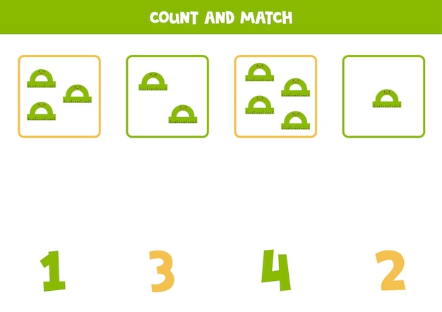 Gioco di conteggio con simpatici righelli. foglio di lavoro di matematica.