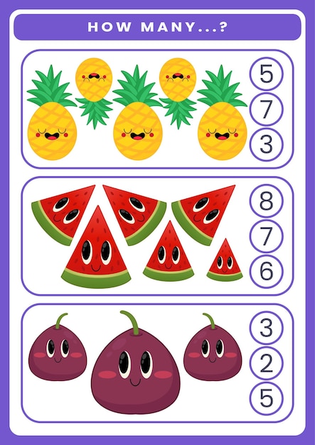 Counting game worksheet for kids