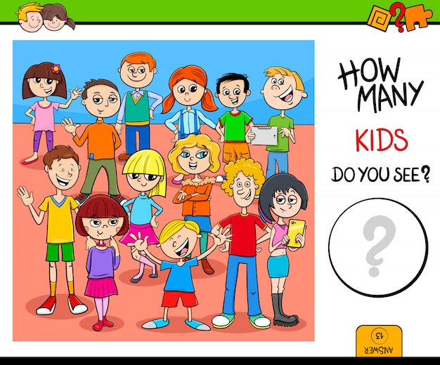 Counting kid characters educational activity