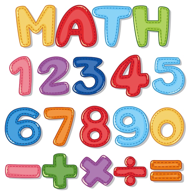 Подсчет чисел от нуля до девяти и математические символы