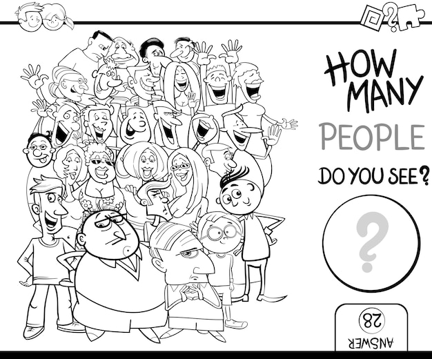 Vector counting people coloring page