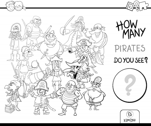 Counting pirates coloring page activity