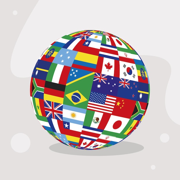 Vector countries flags in sphere