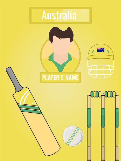 Country Australia Cricket Icons Set